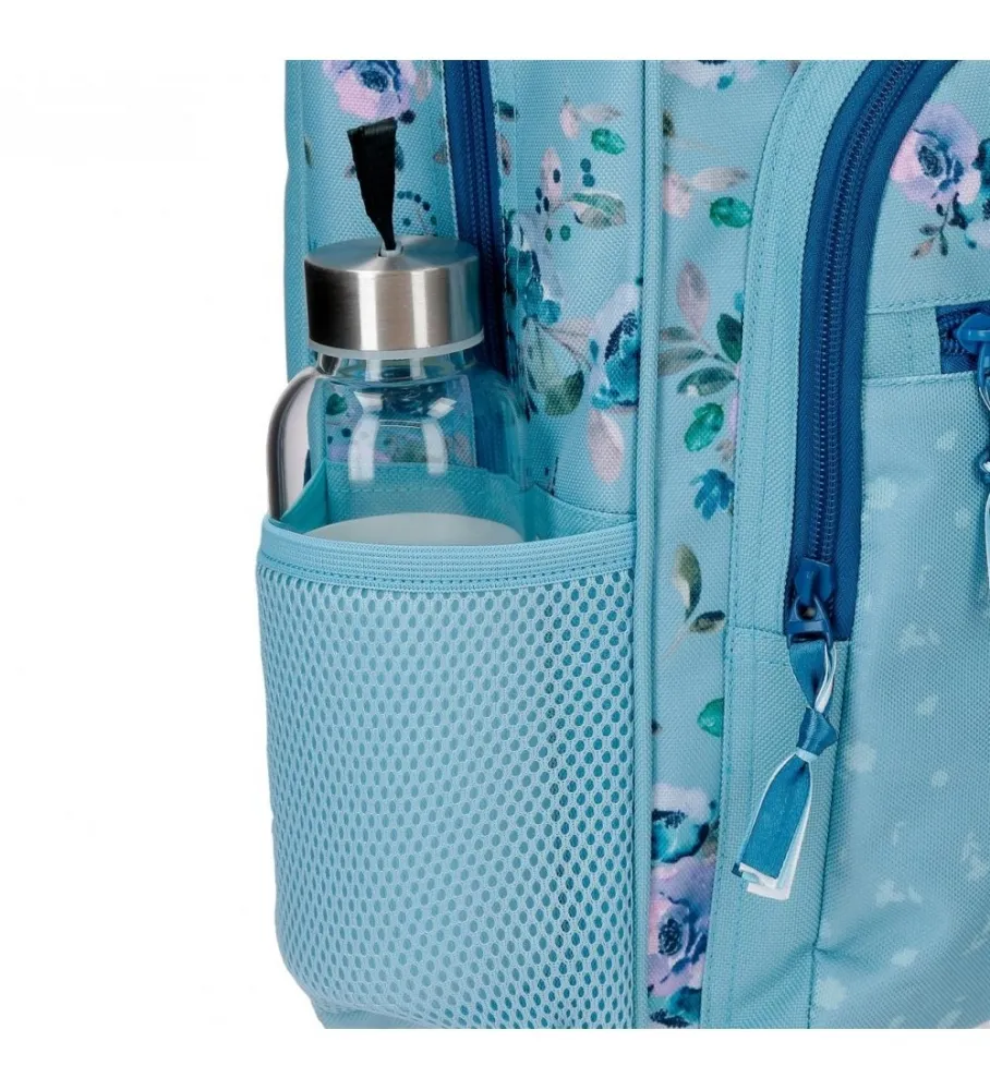 MOCHILA ESCOLAR MOVOM WILD FLOWERS ADAPTABLE DOS COMPARTIMENTOS AZUL 33X46X17CM